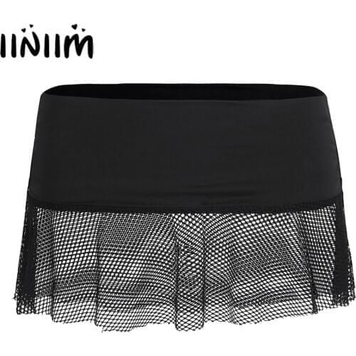 Womens Sexy Club Skirts Ladies Clothing Soft Stretch Miniskirt Transparent See-through Fishnet Hollow Out Low Rise Mini Skirt
