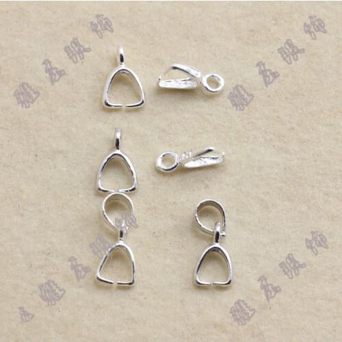 925 sterling silver gemstone pendants connectors clasps diy snap bail necklaces hooks argent silver 5*8mm jewelry findings 10pcs