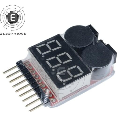 1S-8S 2 IN 1 Digital Battery Voltage Meter Tester Indicator Buzzer BB Sound Module for Lipo/Li-ion/Fe RC Helicopter