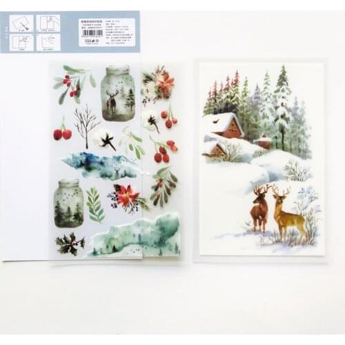 2 Sheets /Pack Mist Forest Deers DIY Decorative Stickers Diary Decoration