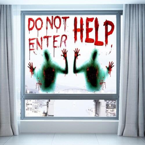 2Pcs Halloween Stickers Festival HELP DO NOT ENTER Wall Decals Window Decorations Gift for Party