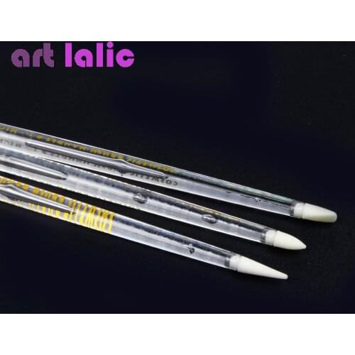 3 Pcs Nail Art Brush Pen Silicone Head Carving Emboss Shaping Hollow Sculpture Acrylic Manicure Dotting Tools