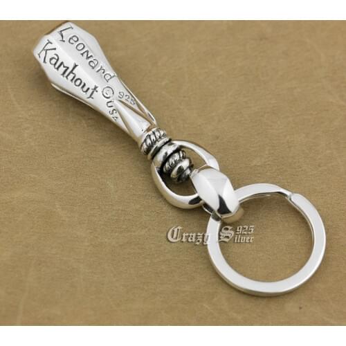 925 Sterling Silver Belt Clip KeyRing Mens Biker Keychain 8J003XKC Punk Jewelry