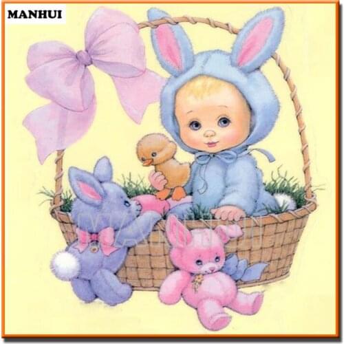 New DIY Diamond Painting Full Spuare/Round 3D Diamond Embroidery Cross Stitch Child and rabbit Handicraft Home Decorative MH610