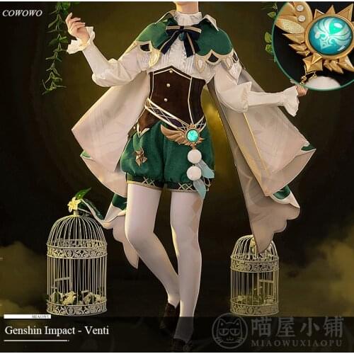 Anime! Genshin Impact Venti Game Suit Gorgeous Lovely Uniform Cosplay Costume Halloween Carnival Party Outfit For Women 2020 NEW