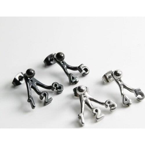 12345 Arabic Numerals Asymmetric Earrings Stud Men and Women Simple and Personality Earrings Stud Daily Matching Jewelry