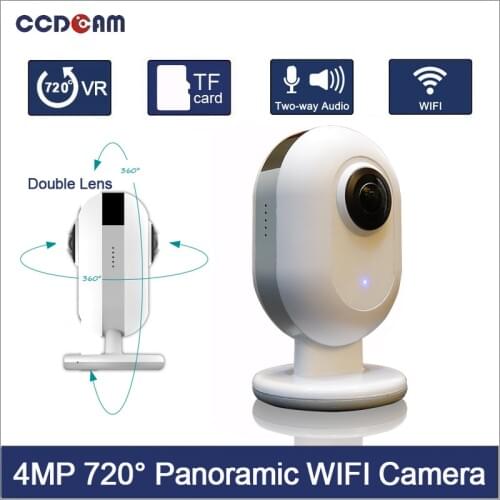 CCDCAM free shipping 4MP 720 Degree panorama Camera Wifi 8P Fisheye Ultra Dual Lens 220D Angle Panoramic VR Video Cam