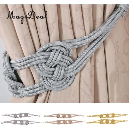 MagiDeal Decorative Curtain Tie-back Holdback Tieback Clip Buckle Broach Knit Cord 75cm