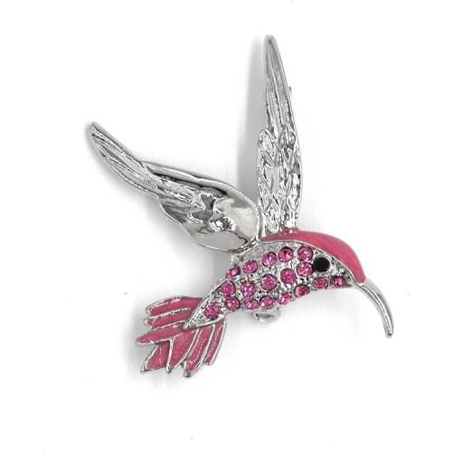 Rose Rhinestone Enamel HummingBird Pin brooches C099 J