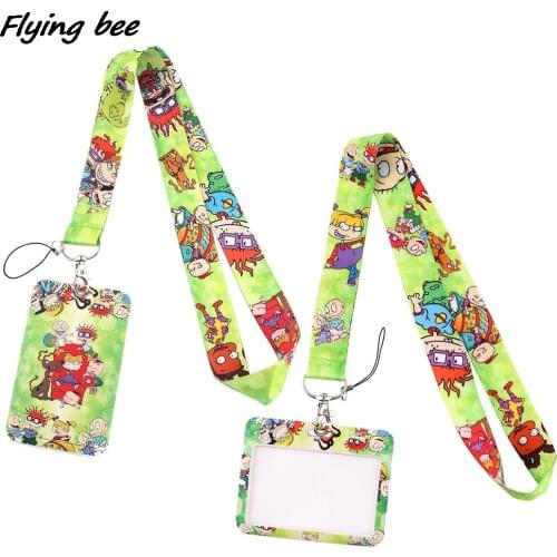 Flyingbee X1983 Cartoon Naughty Boy Lanyard Card Holder Student Hanging Neck Phone Lanyard Badge Subway Access Card Holder