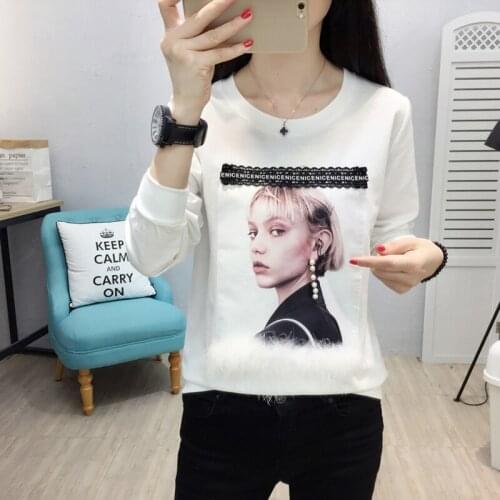 Kawaii Print Tshirt Cotton T Shirt Women Casual T-shirts 2018 Autumn Harajuku Tops Vogue Long Sleeve Plus Size Tshirts Tee