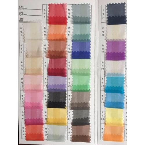 Howmay silk fabric organza 6m/m 25gsm 140cm 100% pure silk color chart for wedding gown evening dress decoration multicolor
