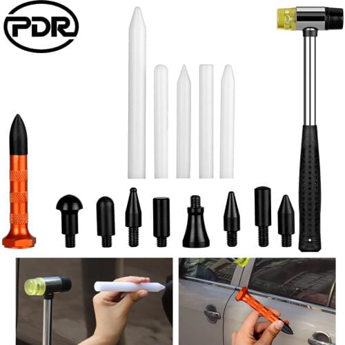 PDR Tools Car Body Repair Tool Dent Removal Rubber Hammer with 9 Knock Tap Down Pen Nylon Pen for Remove Hail Dent Door Dings