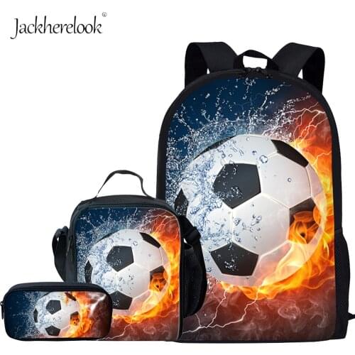 Jackherelook Kids School Bags 3D Soccer Football Printing School Backpack For Boys Girls Orthopedic Schoolbag Book Shoulder Bag