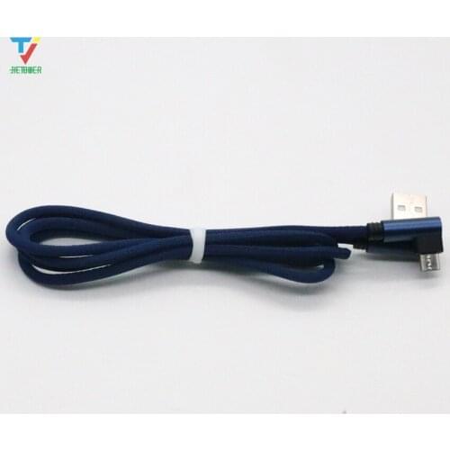 Micro USB Cable 90 Degree Elbow Nylon Braided 1m USB C Fast Charging Charger Data Cable for Samsung S7 Xiaomi IPhone 100pcs/lot