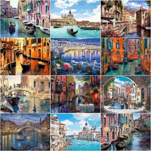 GATYZTORY Painting By Number Venice Landscape Drawing On Canvas Painting By Numbers Hand Painted Picture Art Gift Home Decor