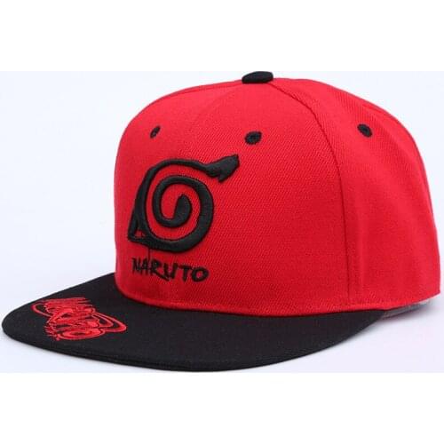 Naruto flat brim hip hop hat baseball cap flat brim embroide red hat sun hat