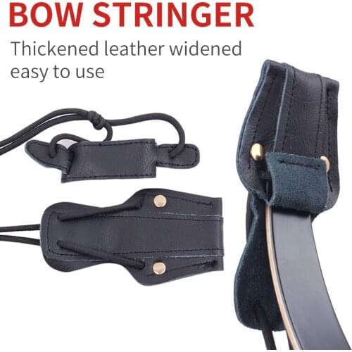 For Arrows Hunting archery fittings Sports Recurve Traditional Bow Stringer longbow stringer Made of suede Leather