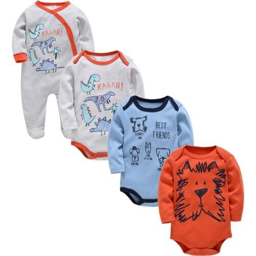 Honeyzone 4Pcs/Set Disfraz Bebe Recien Nacido Infant Boy Dinosaur Romper Long Sleeve Jumpsuit Baby Onesie Summer Clothing Set