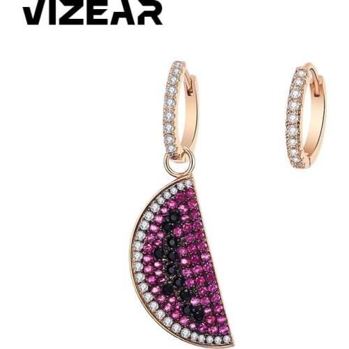 Cubic Zircon Colorful Watermelon Drop Earrings For Women Gold Color Fruit Dangle Earrings Party Jewelry Gifts New Fashion 2021