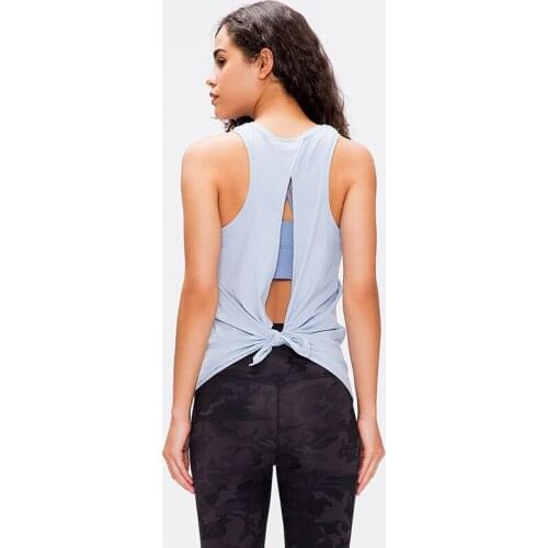 Summer Yoga Vest Lace-up Bow-knot Sport Top Women Shirt Sportswear Quick-drying Loose Breathable Elasticity Blouse Gym Clothing