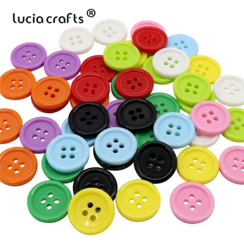 Lucia crafts 4 Holes Round Resin Flatback Plastic Buttons For Kids Sewing Accession 50/100pcs/lot E0401