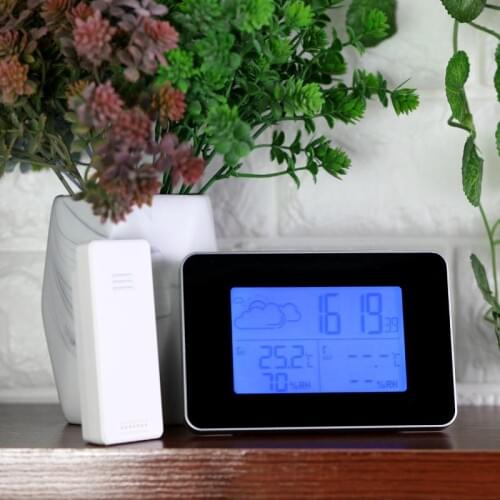 Meteorological Electronic Alarm Clock Indoor Outdoor Thermometer Hygrometer Temperature Humidity Weather Forecast Calendar