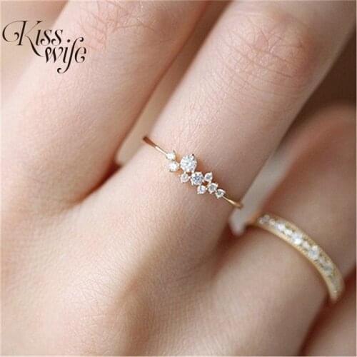 Fashion Women Finger Ring Minimalist Simple Ring For Women Crystal Elegant Bridal Ring Jewelry Crystal Tail Rings