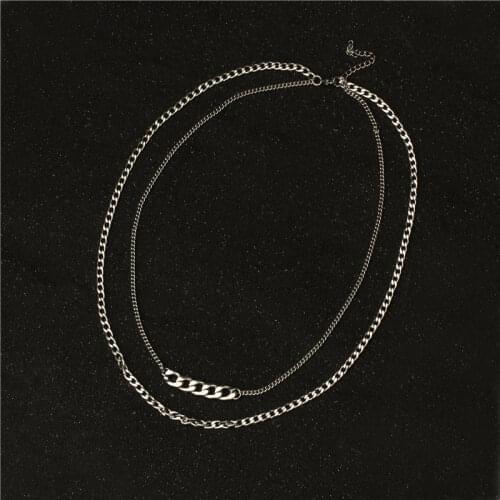 Fashion Multilayer Necklaces For Female Silver Color Basic Punk Personality Sweater Chain Vintage Long Jewelry Prom Accessories