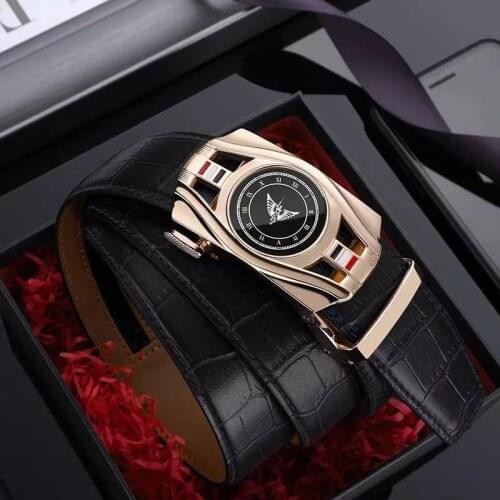 Men Belt Automatic Buckle Genuine Leather Belt Mens Belts Cow Leather Belts for Men PL19760-62P