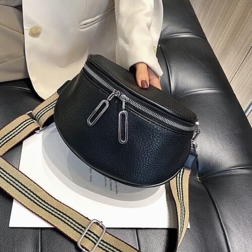 New popular soft leather bag fashion versatile One Shoulder Messenger Bag womens wide shoulder belt saddle bag women