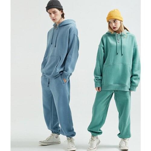 New Thicken Tooling Sweatshirt Sets Women Autumn Winter 2021 Casual Plus Velvet Liner Hoodie Pullover Loose Cotton Sweatshirt