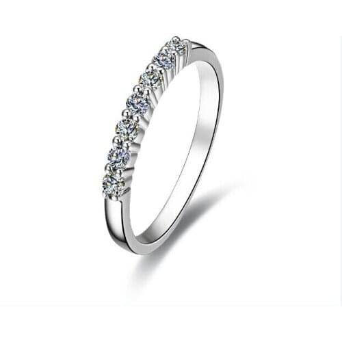 Genuine 14K White Gold Ring 7 Stone Mounting 0.23CT Diamond Ring Engagement for Women Solid 14K White Gold Jewelry Band Ring