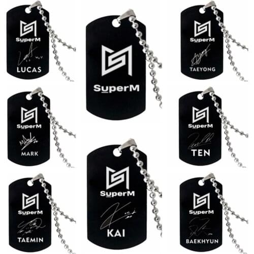 Kpop SuperM Pendant Necklace Round Strand Chain Stainless Steel EXO NCT127 Necklace Fans Gifts