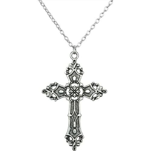 Christ Baroque Cross Pendant necklace Vintage Bohemian 1980 Gothic Necklace