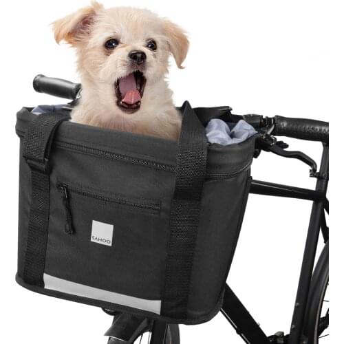 Bicycle Front Basket Collapsible Bike Handlebar Basket Pet Cat Dog Carrier Bag Shopping Commuting Cycle Biking Front Baggage Bag