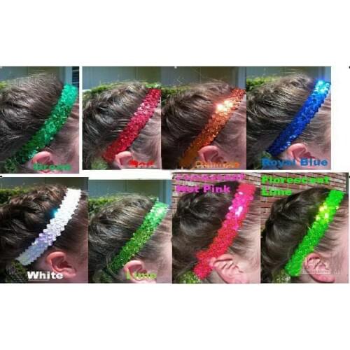 Mix color 500pcs 1'' sequin headbands baby headbands for girl stretch sequin headband Red