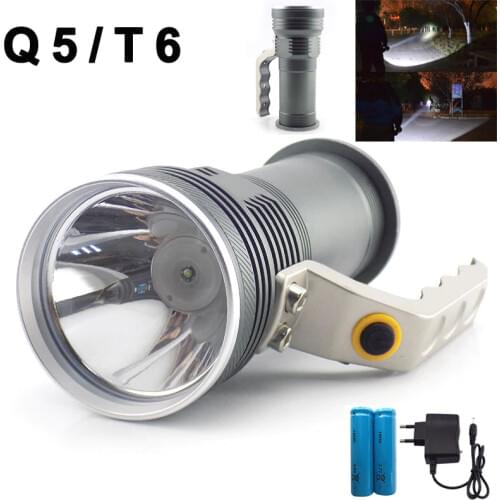 High power Q5 T6 LED Search Flashlight Rechargeable hand Flash Light Torch Lantern For Hunting fishing 18650 battery AC charger