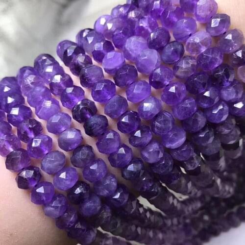 LOOSE BEADS Amethyst Roundelle faceted 5*8mm wholesale for DIY jewelry necklace 36cm nature