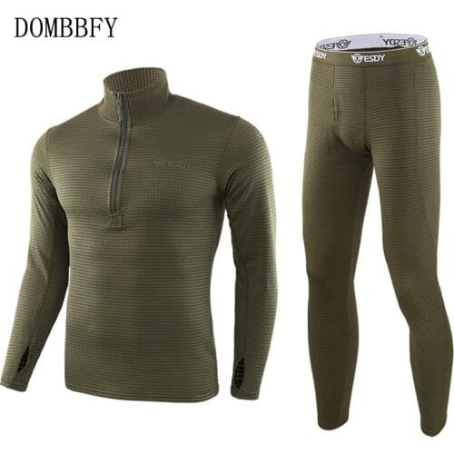 Mens Tactical Fleece Thermal Underwear Sweat Quick Drying Thermo Underwear Mens Breathable Elasticity Long Johns Tops Pants Set