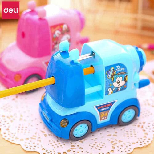 Deli Manual Pencil Sharpener New Exotic Stationery Cute Cartoon Car Pencil Sharpener School & Office Kawaii Gift Prize for Kids