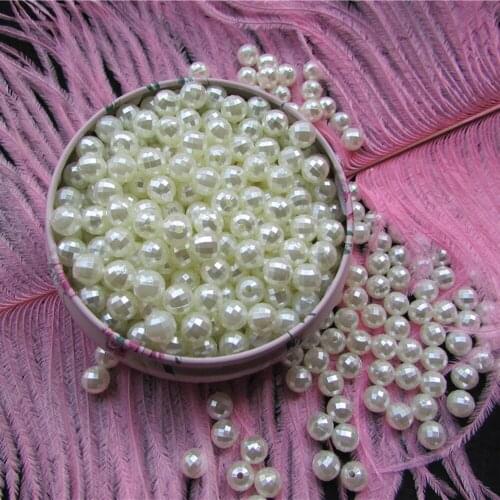 Ivory White Pearl 96 Faces Straight Hole Loose Beads Clothing Accessories Handmade Material 8mm Door Curtain Bracelet Making