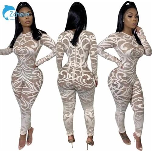 Ready to Ship White floral printing rompers womens trousers breathable spring one piece jumpsuits