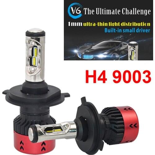 1 Set H4 HB2 9003 70W 9600LM V6 LED Headlight All-in-one 1MM Ultra Thin FLIP Chips EMC Pure White 6000K High/Low Car Lamps Bulbs