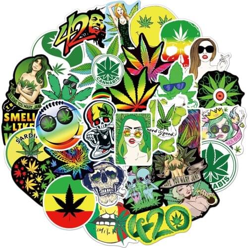 10/30/50PCS Characters Leaves Weed Smoking Graffiti Stickers Car Skateboard Motorcycle Guitar Laptop Cool Decal Sticker Kid Toy