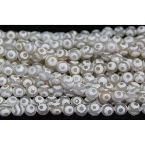 10mm White 3Eyes Mystical Tibetan Necklace Spherical Beads Tibetan Ball Dzi Beads Loose Gems Stone Beads Tibetan Gate Beads
