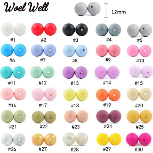 100/200/500/1000Pcs Silicone Beads 12mm Eco-friendly Sensory Teething Necklace Food Grade Mom Nursing DIY Jewelry Baby Teethers
