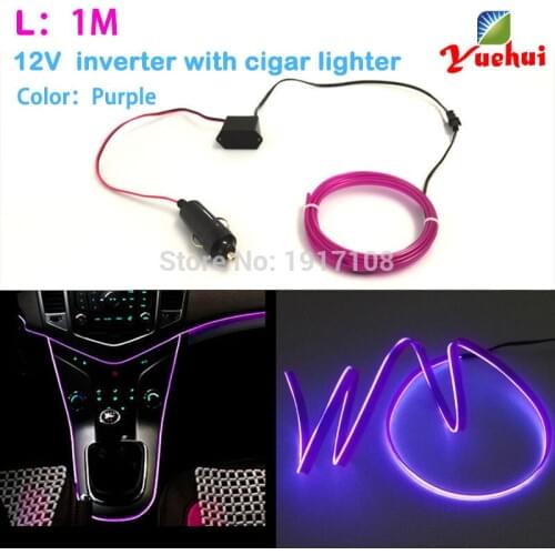 2.3mm-Skirt 1Meter Fashion Lighting EL Wire Rope Tube For Car Party Decorative LED Thread Flexible Neon Light With DC-12V Driver