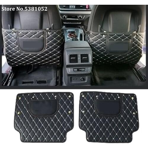 For Audi A4 Q3 A3 A6 Q5 Q7 Accessories Leather Car Rear Seat Anti-Kick Pad Rear Backrest Seats Cover Protective Mats 2 Pcs