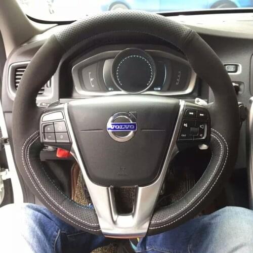 2021 New High-Quality DIY hand-stitched suede leather car steering wheel cover for Volvo C30 S40 S80 XC60 XC90 V60 Accessories
